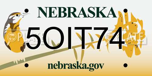 5OIT74 Nebraska License Plate