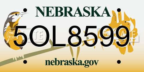 5OL8599 Nebraska License Plate