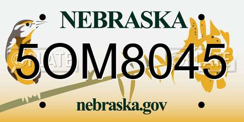 5OM8045 Nebraska License Plate