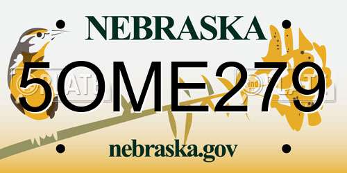 5OME279 Nebraska License Plate