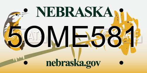 5OME581 Nebraska License Plate