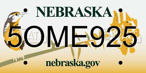 5OME925 Nebraska License Plate