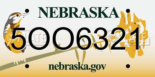 5OO6321 Nebraska License Plate
