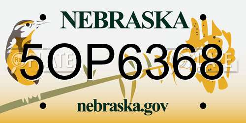 5OP6368 Nebraska License Plate