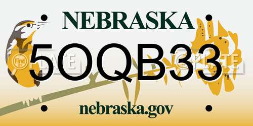 5OQB33 Nebraska License Plate