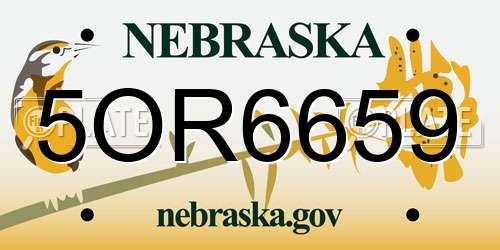5OR6659 Nebraska License Plate