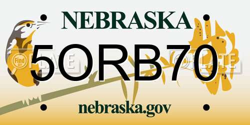 5ORB70 Nebraska License Plate