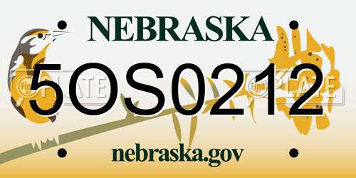 5OS0212 Nebraska License Plate