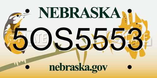 5OS5553 Nebraska License Plate