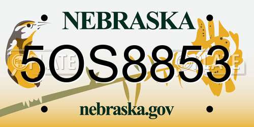 5OS8853 Nebraska License Plate
