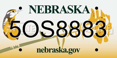 5OS8883 Nebraska License Plate