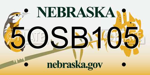 5OSB105 Nebraska License Plate