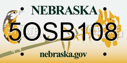5OSB108 Nebraska License Plate