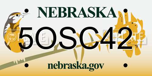 5OSC42 Nebraska License Plate