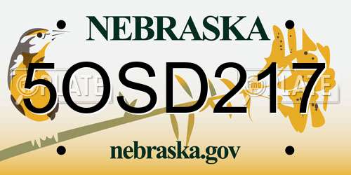5OSD217 Nebraska License Plate