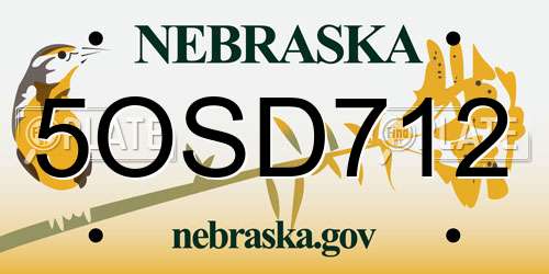 5OSD712 Nebraska License Plate
