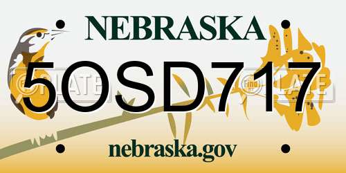 5OSD717 Nebraska License Plate