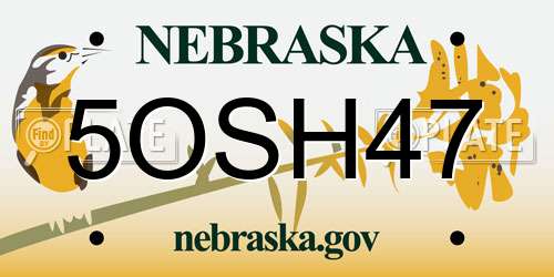 5OSH47 Nebraska License Plate