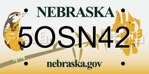 5OSN42 Nebraska License Plate
