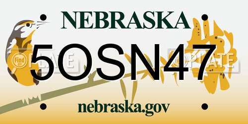 5OSN47 Nebraska License Plate
