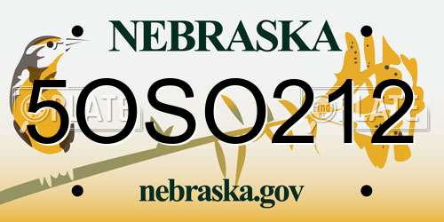 5OSO212 Nebraska License Plate