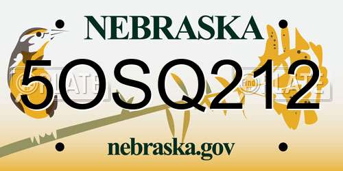 5OSQ212 Nebraska License Plate