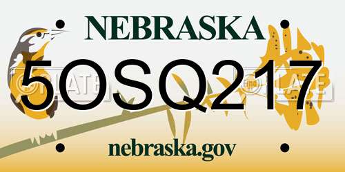 5OSQ217 Nebraska License Plate