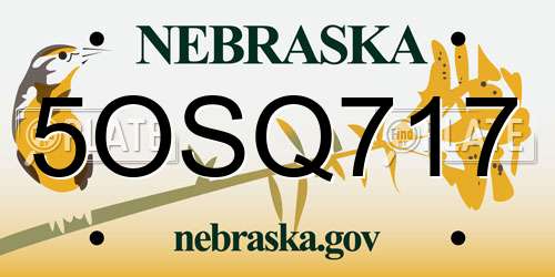 5OSQ717 Nebraska License Plate