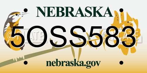5OSS583 Nebraska License Plate