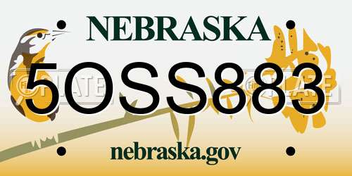 5OSS883 Nebraska License Plate