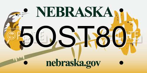 5OST80 Nebraska License Plate