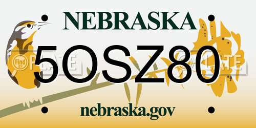 5OSZ80 Nebraska License Plate