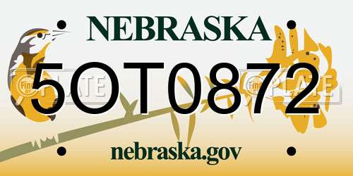 5OT0872 Nebraska License Plate