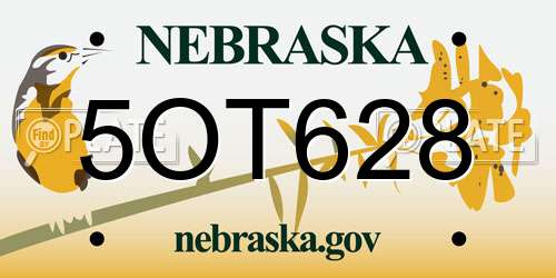 5OT628 Nebraska License Plate