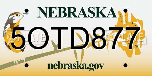 5OTD877 Nebraska License Plate