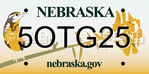 5OTG25 Nebraska License Plate