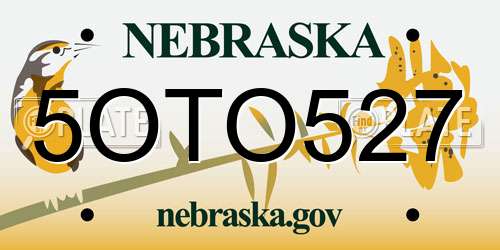 5OTO527 Nebraska License Plate