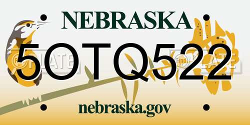 5OTQ522 Nebraska License Plate