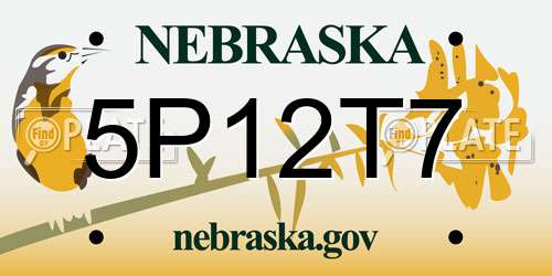 5P12T7 Nebraska License Plate