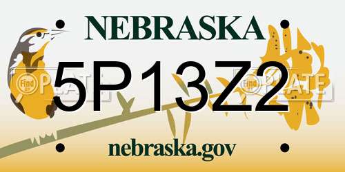 5P13Z2 Nebraska License Plate