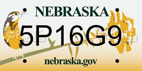 5P16G9 Nebraska License Plate