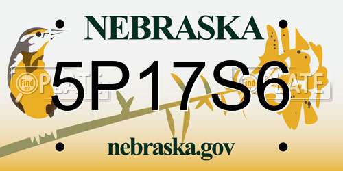 5P17S6 Nebraska License Plate