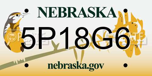 5P18G6 Nebraska License Plate