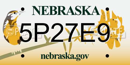 5P27E9 Nebraska License Plate