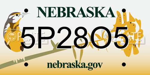 5P28O5 Nebraska License Plate