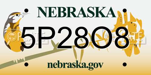 5P28O8 Nebraska License Plate