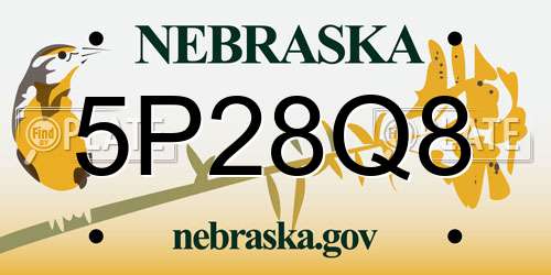 5P28Q8 Nebraska License Plate