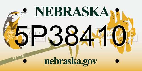 5P38410 Nebraska License Plate