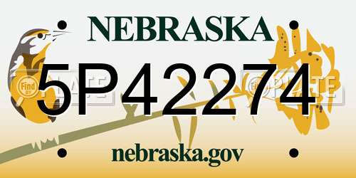 5P42274 Nebraska License Plate