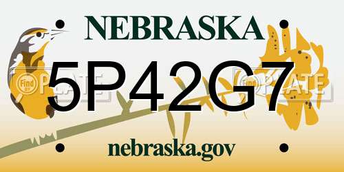 5P42G7 Nebraska License Plate